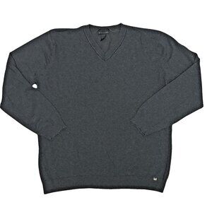 North End Men's‎ Long Sleeve V-Neck Grey Pullover Sweater - Size Large